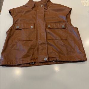 Brown Stylish Sleeveless Vest with Snap Buttons
